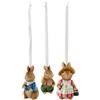 Villeroy & Boch Spring Fantasy Accessoires - Set di 3 coniglietti da appendere, 4 x 2,8 x 7,1 cm