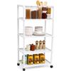 cecaro group Carrello Multiuso 4 Ripiani con Ruote - Scaffale Salvaspazio in Alluminio, Portata Max 25 kg, Carrello Portaoggetti per Cucina, Bagno, Camera e Ufficio - Nero e Bianco