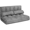 RELAX4LIFE Divano 2 Posti Trasformabile in Letto con 2 Cuscini da Pavimento, Design Pieghevole e Salvaspazio e Schienale Regolabile in 6 Livelli (Grigio)