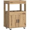 vidaXL Carrello da Bar Rovere Artigianale 60 x 39.5 x 89 cm