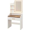 FRANKYSTAR Afrodite - Toeletta Trucco Consolle con Luce LED Cassetto 3 Ripiani e Prese Postazione Make Up in Legno Bianco