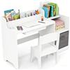LIFEZEAL Tavolino Bambini, in Legno, Tavolino e Sedie per Bambini, 3-12 Anni, Scrivania per Bimbi, con Libreria, Tavolo con Cassetti in Plastica e in Tessuto, Set Scrivania per Cameretta (bianco)
