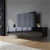 Sirhona - Mobile TV nero, mobile per TV, può essere appeso o posizionato sul pavimento, 2 armadi con porte, ampio spazio di archiviazione, 160 x 40 x 30 cm, adatto per soggiorno o camera da letto