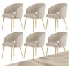 SUPPNEED Set di 6 sedie da pranzo, gambe dorate, sedie da cucina con bracciolo, poltrone per soggiorno, camera da letto, ufficio (velluto, Beige)
