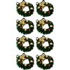 VOSAREA 8 Pezzi portacandele Natalizi votivi con Jingle Bell Bacche Mini Anelli Corona per Natale, Colonna portacandele Vacanze, Cena, centrotavola, Decorazione 6 cm