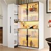 luckdect Vetrina vetrata 110 x 35 x 160 cm con LED - Mobile alto con ripiani scorrevoli e cassetti-Libreria moderna, mobile da sala da pranzo, per soggiorno cucina ufficio, bianco