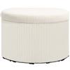 HOMCOM Sgabello Contenitore con Coperchio 60x60x41cm Beige Cord | Sgabello rotondo imbottito, Poggiapiedi, per soggiorno, camera da letto