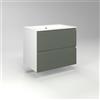 Diventa Modello Diva Star, Mobile Bagno sospeso 70cm con 2 cassetti spaziosi, lavabo dal design moderno, colore verde e bianco