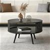 AuraFurn Tavolino rotondo moderno, design aperto, tavolino da caffè a 2 livelli con ripiano e vassoio ampio, tamburo, tavolino da salotto, tavolo da tè per soggiorno, ufficio, 75 x 43,6 cm