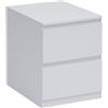 5 five simply smart 5Five - DOLO Comodino bianco in fibra di legno - 2 cassetti - 38x48x50 cm - Mobile contenitore, organizzazione camera da letto, mobile pratico