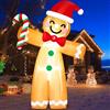 Danxilu Omino Pan di Zenzero Gonfiabili Natale Esterni 240cm con Luci LED | Gonfiabile Natale Esterno Decorazioni con Bastoncino di Zucchero per Natalizie Interni, Cortili, Prati e Giardini