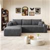 HOXINBLY Divano compresso 241 cm,Divano imbottito moderno e minimalista, Sinistra divano angolare per soggiorno, seduta profonda con sezione angolare,grigio scuro(non richiede montaggio)