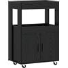 vidaXL Carrello da Bar Rovere Nero 60 x 39.5 x 89 cm