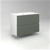 Diventa Modello Diva Star, Mobile Bagno Sospeso 80cm con 2 cassetti spaziosi e lavabo dal design moderno, colore verde e bianco