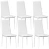 HOMCOM Set di 6 Sedie Sala da Pranzo in Finta Pelle Schienale Alto Bianco | Schienale Alto con Cuciture a Diamante, Gambe in Acciaio, Sedia Moderne, Camera da Letto, Ufficio, Soggiorno