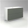 Diventa Modello Diva Star, Mobile Bagno sospeso 100cm con 2 cassetti spaziosi e lavabo dal design moderno, colore verde e bianco