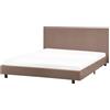 Beliani Letto matrimoniale imbottito bouclé marrone 140 x 200 cm