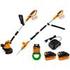 TOOLMAK Kit 2 in 1 20V, Tagliabordi a Batteria 26 cm + Sega da Potatura Telescopica 210 mm, 2 Batterie 4,0Ah, Caricabatterie, per Prato e Rami Alti