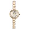 JSDDE Orologio da donna con cinturino sottile in perle e strass, elegante orologio analogico al quarzo quadrante rotondo lucido pavé di strass numeri romani, orologio da polso in acciaio per ragazze