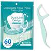 Carehabi 60 Filo Interdentale a Doppia Linea alla Menta per la Cura dei Denti (Confezionati Singolarmente) - Archetti filo interdentale per Rimuovere la Placca e i Residui di Cibo