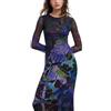 Desigual Vest_Leafs_Lacroix Dress Donna, Blu, XS