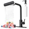 AVSIILE Rubinetto da cucina con spruzzatore estraibile, rubinetto per lavello da cucina in acciaio inox a foro singolo a cascata nera, rubinetti per lavello da cucina moderni commerciali per lavelli