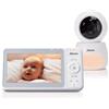 Alecto DVM2050 - Baby monitor con telecamera HD, grande schermo a colori da 5 pollici e luce notturna - telecomando - bianco