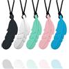 FITULABO Collana Sensoriale da Mordere, 5 Pezzi Giochi Masticabili in Silicone per Bambini Autistici, Sollievo da Ansia, Terapia Orale Motoria, Autismo ADHD SPD (Forma di Piuma)