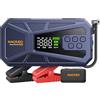 NACKEO Booster Avviamento Auto, 8000A Avviatore Batteria Auto con Compressore 160PSI(Fino 12.0L Diesel/ALL Gas), Starter Batteria Auto Al Litio 12V, Avviatore Emergenza Per Auto con Torcia a LED, LCD