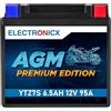 Electronicx YTZ7S AGM Batteria Moto 12V 6,5Ah 95A - Batteria avviamento sigillata e senza manutenzione per moto, scooter, quad e powersport - compatta, a prova di perdite e pronta all'uso