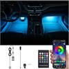 QAUBEN RGB Auto Footwell Kit di Illuminazione Ambientale Autoicabatteria Auto + USB 16,7 Milioni Colori Musica Attiva App Controllo + Telecomando RF Accendino Auto Interni Multicolore Atmosfera Luce