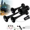 sofymoor Trombe Camion,Clacson Super Rumoroso Da 150 Decibel,Tromba a 4 Tubi Con Compressore e Pompa d'Aria, Adatto a Tutti i Veicoli Da 12v Come Auto, Camion, Furgoni, Motociclette, Barche, Ecc.