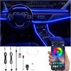 QAUBEN Kit di illuminazione ambientale interno auto USB 64 colori APP atmosfera dauto Luce fai da te Multicolore memoria musica attiva Illuminazione auto 3m Fibra ottica con Autoicabatterie per auto