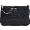 GUESS borsetta borsa per utensili Maxine Quilted Flat Pouch Black nero
