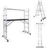 BOUDECH® RIG 100 - Impalcatura Multifunzione Trabattello 3 in 1 H165,5 cm Scala Ponteggio da Lavoro con Ruote in Alluminio Portata max 150 Kg