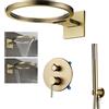 WRKMH Colonna Doccia Oro Spazzolato, Doccia da Incasso Montaggio a Parete 3 Funzionale Kit Doccia con Soffione e Doccetta