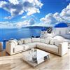 Generic Blu Carta da Parati 3d Paesaggio dell'isola di Santorini in Grecia Fotomurali in TNT Sfondo Murale Moderne Decorazione Soggiorno Camera de Letto Sala Ufficio TV Sfondo 300x210 cm