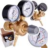 TC Technic - Riduttore di pressione a gas per Argon e CO2 - Regolatore di pressione per saldatura TIG MIG MAG - 0-10 bar - 20 l/min - con 2 manometri - Ottone - Connettore W21,8