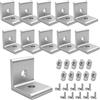 DHSWNNG 10 Pezzi Squadrette Staffe Angolari a L in Alluminio, 30x30 mm Angolari Metallo Squadrette Fissaggio con Accessori di Montaggio per Legno Finestra Porta