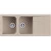Quareco Prime 116 Lavello da Incasso Granito Avena 116x50 2 Vasche con Gocciolatoio QLP116AV