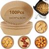 Elalove Carta forno per friggitrice ad aria, 100 pezzi contenitori usa e getta in carta per teglia friggitrice ad aria, accessori friggitrice ad aria per Microonde, Rounded, 16cm x 4.5cm