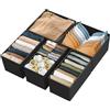 Simple Houseware Scatola portaoggetti Pieghevole in Tessuto, Armadio, cassettiera, divisorio, Organizer, Cestino, per Biancheria Intima, Reggiseni, Nero (Set da 6)