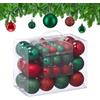 Relaxdays Palline di Natale, 50 Palle Albero, Addobbi Natalizi, Opache, Lucide e Glitter, ∅ 3, 4 e 6 cm, Verde Rosso