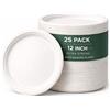 1ABOVE Confezione da 25 piatti usa e getta extra forti in bagassa, 100% compostabili e biodegradabili, realizzati in fibra di canna da zucchero, perfetti per barbecue, matrimoni, ufficio, picnic e