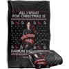 LOGOVISION The Vampire Diaries All I Want For Christmas Is Damon Salvatore Coperta super morbida al tatto setoso - 91 x 147 cm