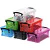 BTSKY Mini scatola portaoggetti in plastica trasparente con coperchio di chiusura, in 6 colori assortiti, per artigianato, cancelleria, gioielli, cucito e altro ancora in classe o per la casa
