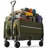 Relaxdays carrello pieghevole 150 kg, manico telescopico, portellone, telo antipioggia, per spesa e campeggio, verde