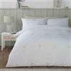 Fusion Serene - Copripiumino con ricamo a foglie, per letto matrimoniale (200 x 200 cm), 2 federe, in poliestere riciclato sostenibile, biancheria da letto bianca con foglie, copripiumino ricamato floreale,