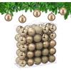 Relaxdays Palline di Natale, Set 50 Palle Albero, Addobbi Natalizi, ∅ 6 cm, Plastica Opaca, Lucida, Glitter, Champagne