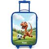 NoBoringSuitcases.com NoBoringSuitcases© Valigia Blu Per Bambini Compatto Bagaglio Ultraleggero | 48x31x19 cm - Trolley A Mano Rigidi LED Ruote Valigie Bimbi - Ragazzo - Calcio - Dino - Sport
